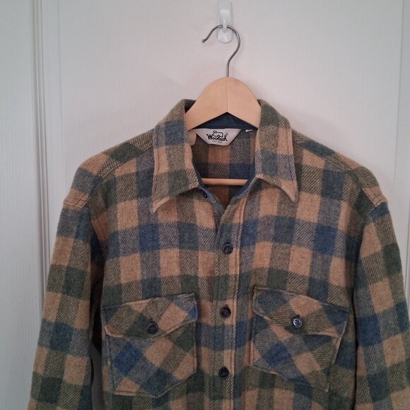 Vintage 70s Woolrich Wool Hunting Coat Men's L Flannel Shirt Jacket - Picture 3 of 5